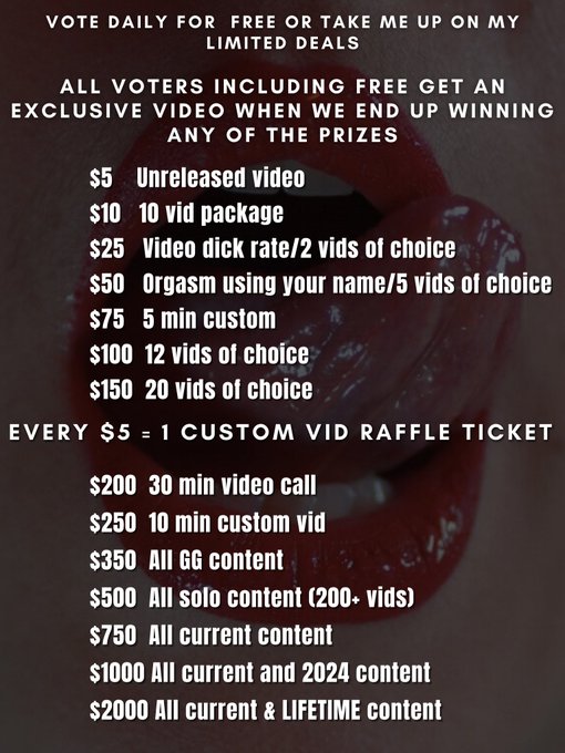 Cupid's Contest Deals!  Please vote FREE and if you'd like get my limited contest deals. Each $5 spent