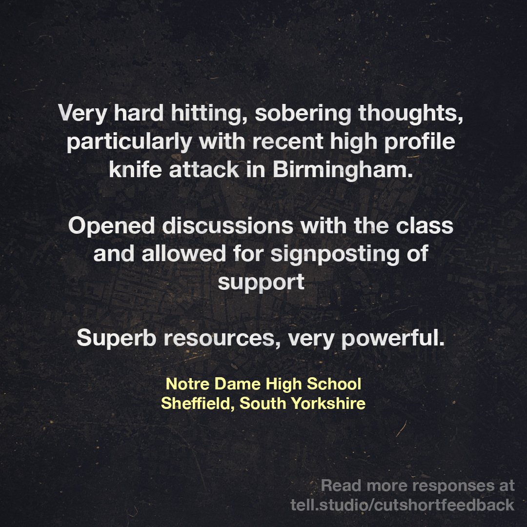 cutshortdoc's tweet photo. Feedback from schools who have used the free Cut Short film and teaching guide in their youth education

We're now in over 230 organisations across the country - a reach of over 130,000 young people.

Access the free resources here: https://t.co/qhVI75jDlG https://t.co/0QsjWecZMl