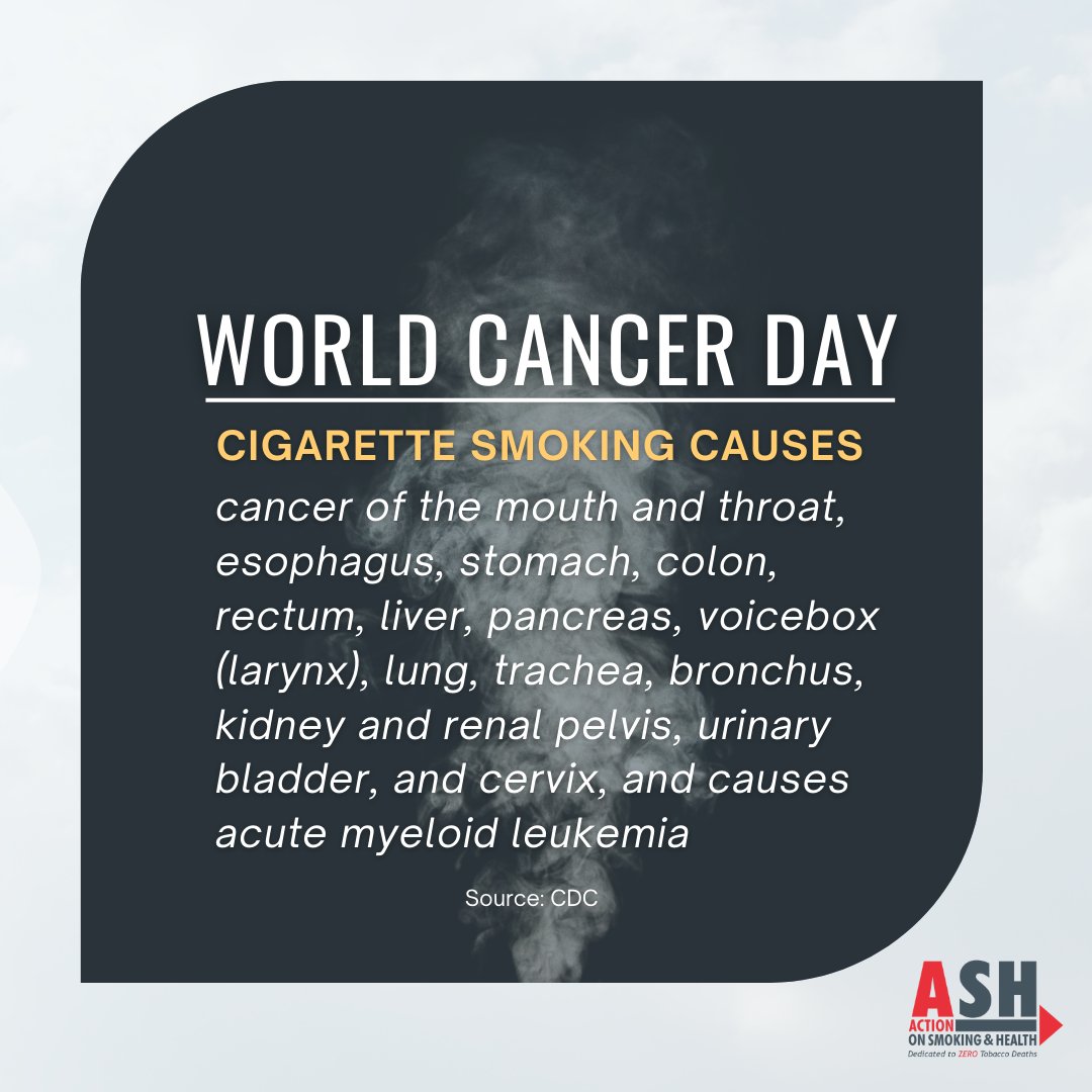 This #WorldCancerDay, we remain committed to ending the tobacco epidemic as soon as possible.

Tobacco use is responsible for 20% of all cancers &amp; ~30% of all cancer deaths in the US.

These are 100% preventable. Let's phase out the sale of cigarettes!

#WorldCancerDay2024 #COP10