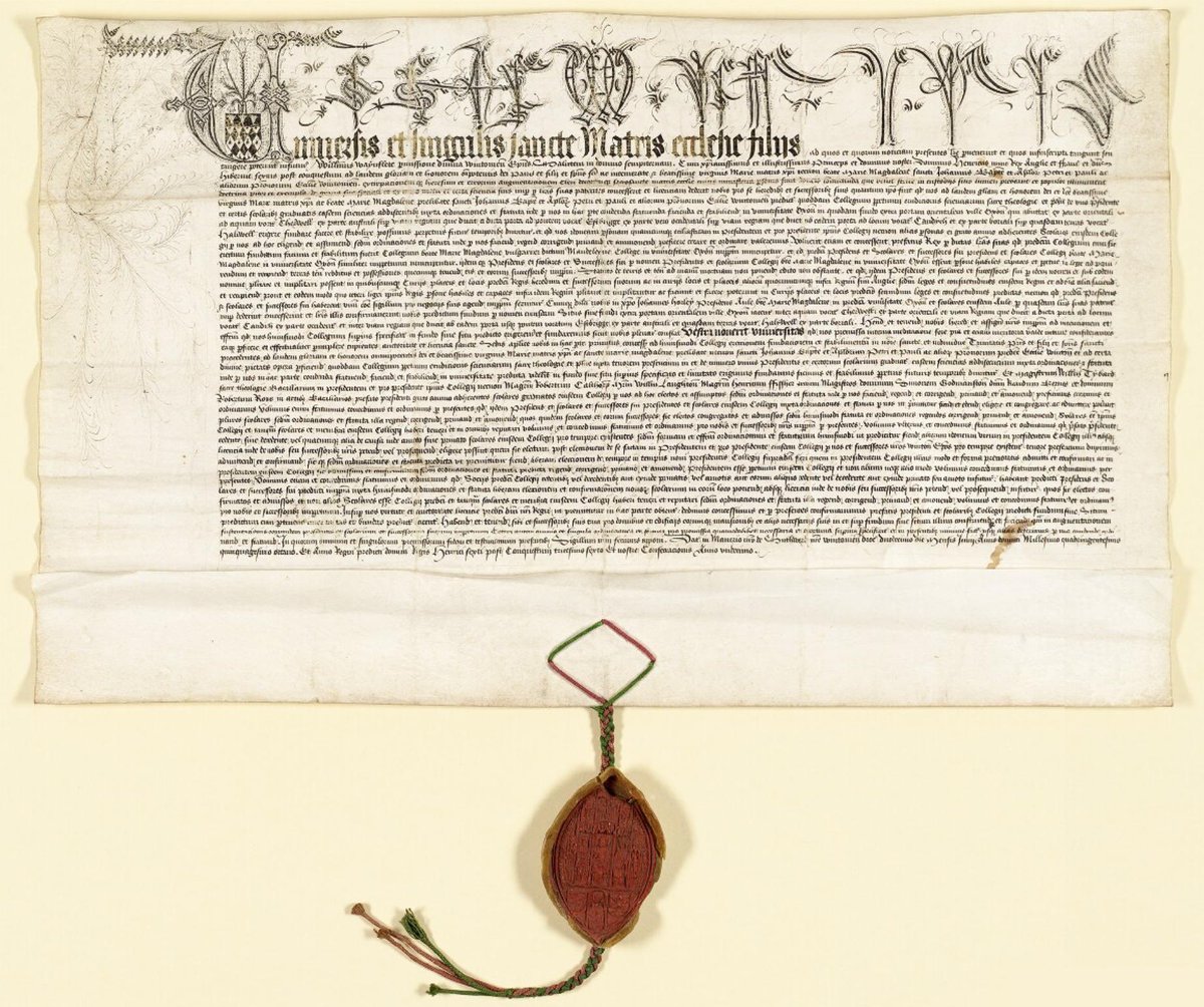 sthwrker's tweet photo. Blink and you’ll miss it but Southwark gets a mention in the founding charter of @magdalenoxford.

Its founder, William Waynflete, was Bishop of Winchester, whose London residence was in Southwark. https://t.co/yg0TqtuxXl