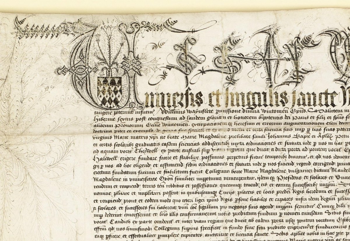 sthwrker's tweet photo. Blink and you’ll miss it but Southwark gets a mention in the founding charter of @magdalenoxford.

Its founder, William Waynflete, was Bishop of Winchester, whose London residence was in Southwark. https://t.co/yg0TqtuxXl