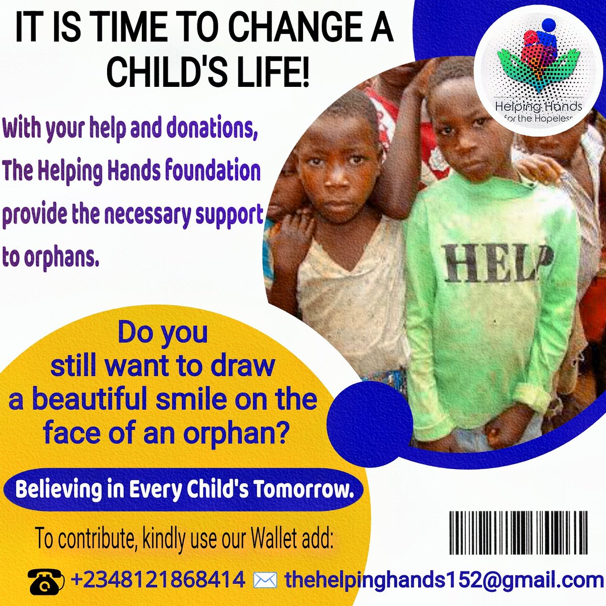 OrphanUnityAid's tweet photo. Dear @wenwencoin Community. 

The Helping Hands foundation is reaching out to you for your generous assistance, partnership, and support in making a positive impact on the lives of orphans and the less privileged.

HqgCmYULPPy79yTcSNoaCicucp2tQ54oJEwF2eJ6XitV       #Sol #WEN  Add https://t.co/QJT0hBEJVq