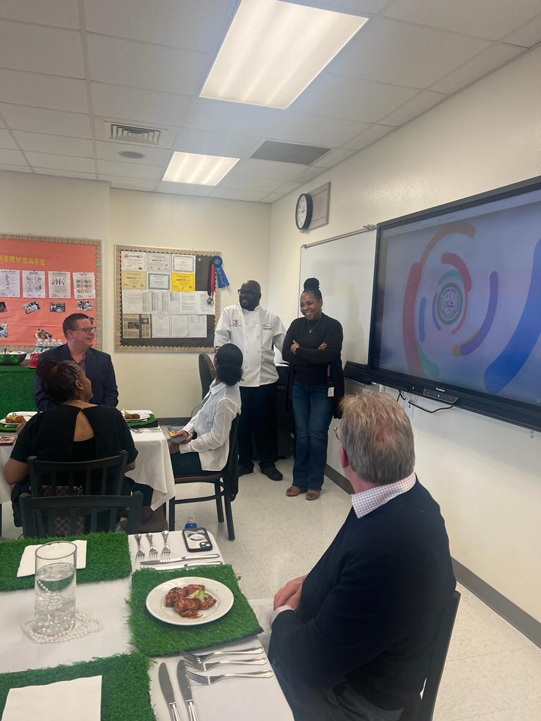 It was a pleasure to showcase our Culinary Arts Academy for CTE/NAF to the district superintendents & staff visiting from Grand Rapids, Michigan! Thanks to Chef Franks, our culinary teacher, and the culinary students for highlighting their work & dedication. #highexpectations