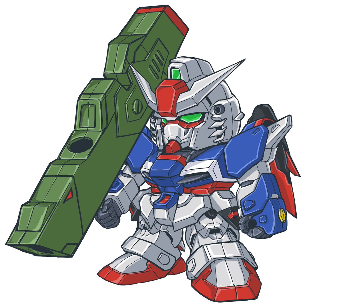 no humans mecha robot chibi solo v-fin shield  illustration images