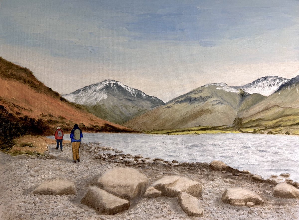 rhartj's tweet photo. Wastwater Head, Great Gable and Scafell Pike.   My oil painting. https://t.co/asM6Ul3x2m