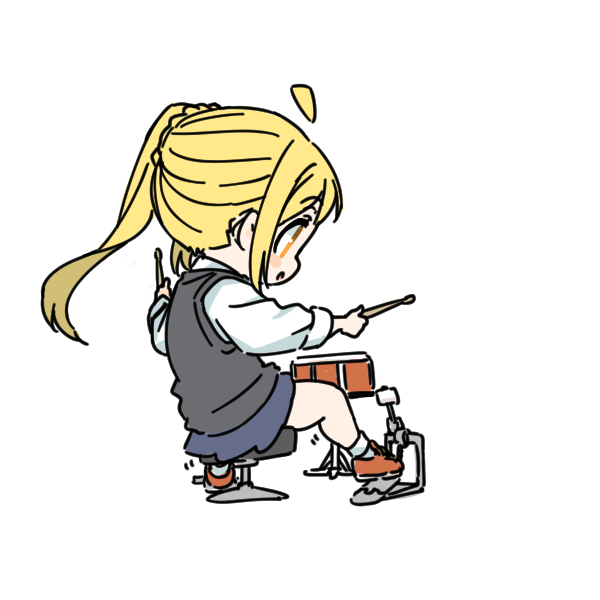 ijichi nijika 1girl solo blonde hair drumsticks white shirt skirt shirt  illustration images