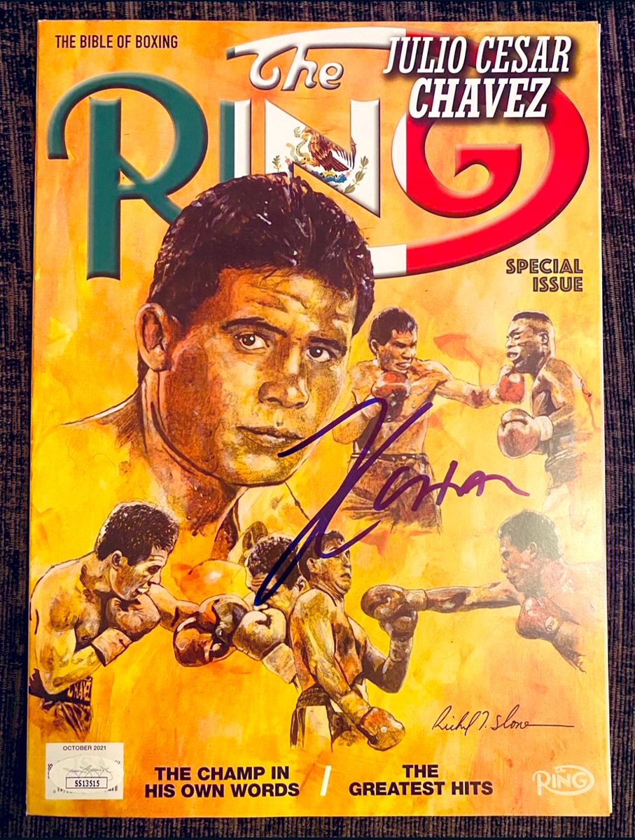I’m blessed to have this beautiful <a href="/ringmagazine/">Ring Magazine</a> signed my the great <a href="/Jcchavez115/">Julio César Chávez</a> and art work by the wonderful <a href="/sloneart/">sloneart</a>