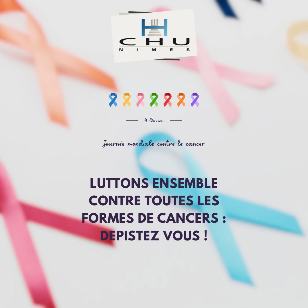 CHUNimes's tweet photo. [#WordCancerDay 🎗️]
En ce 4 février, journée mondiale contre le cancer, luttons ensemble contre toutes les formes de cancers : Dépistez vous !

💡Le CHU de #Nîmes avec l’Institut de Cancérologie du #Gard (#ICG) peut vous aider !

ℹ️ https://t.co/foMAKyhVWO

#santé #prévention https://t.co/FTt5t6ptCR