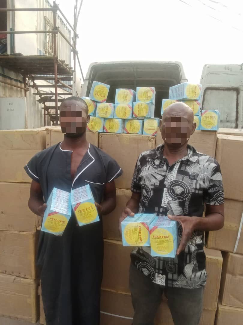 BenHundeyin's tweet photo. At about 5:40pm yesterday, a patrol team from Okokomaiko Division stopped and searched a Volkswagen LT bus at Afromedia. Found in the bus were seventy cartons of Feed Fine Cyproheptadine Caplets 4g, all with expiry date of 2016. 

The two occupants of the vehicle, Augustine Egemoye ‘m’ aged 60 and Innocent Eremosele ‘m’ aged 35 confessed they were taking the expired drugs to somebody in Alaba who would change the expiry dates and thereafter proceed with the drugs to Port-harcourt to be sold. Suspects, drug and the vehicle are currently in custody. 

Efforts are on to arrest the owner of the drugs, the individual altering expiry dates and other indicted persons.