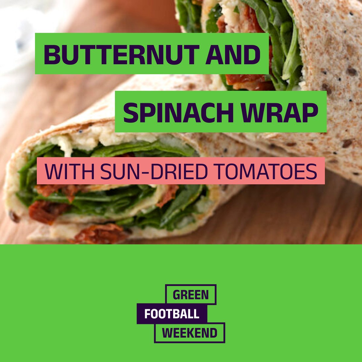vegsoc's tweet photo. Sun-dried tomatoes 🍅are rich in the antioxidants we all need to stay healthy 💪.
So eating this veggie wrap is a nutritious no-brainer ' and could help the club win the Green Football Cup 🏆!
Get scoring ⚽️ at https://t.co/Vjii7a3qiX
#GreenFootballWeekend #TransferToVeg 🥦 https://t.co/dNJaeqdu2s
