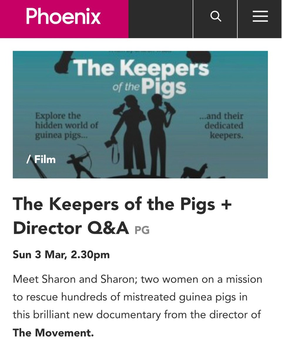 sharon_walia85's tweet photo. LEICESTER SCREENING 🚨 The Keepers of the Pigs will show at @PhoenixLeic on Sunday 3rd March with a Q&amp;A! Link below for more info #film #documentary #guineapigs

https://t.co/ZhtI1pFeuq https://t.co/ilDJusjdOF