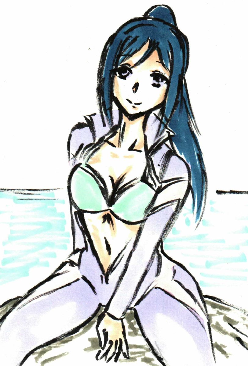 松浦果南 「#1日1スクールアイドル(2/4)果南らくがき。来週末、マリンパーク入場したい・」|沖庵のイラスト