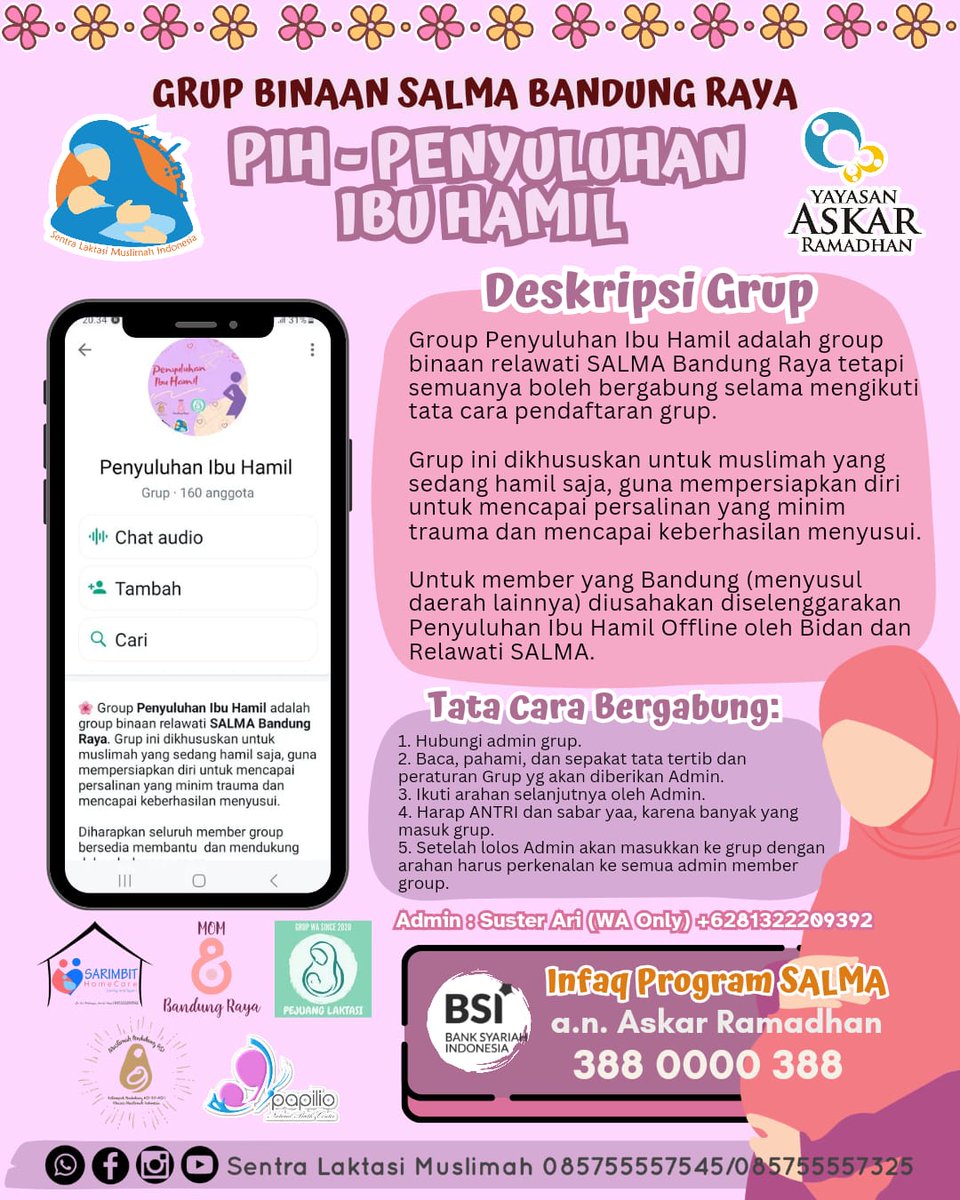 SALMA_askar's tweet photo. PENDAFTARAN GRUP PIH - PENYULUHAN IBU HAMIL SALMA

Kabar gembira buat Ibu Hamil ‼️📢📢📢

Udah tau belom? SALMA ada grup khusus Penyuluhan Ibu Hamil lhoo.... 😍 

Yuk, Simak Deskripsi Grup dan Tata Cara bergabungnya dibawah ini ⬇️
https://t.co/1fhXrpsAhF https://t.co/ImGp0yaOgK