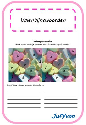 Volgende week is het Valentijnsdag❤️ Leuk om tussendoor wat lieve woorden te zoeken met dit werkblad.
jufyvon.blogspot.com/2015/02/valent…