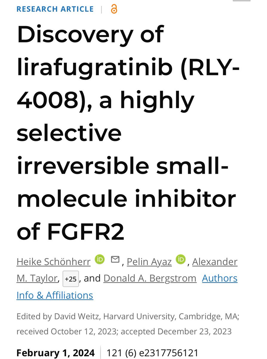 💊Lirafugratinib Selective FGFR-2 inhibitor @PNASNews ✅do not induce clinically significant hyperphosphatemia or diarrhea ✅73% objective response rate in FGFR-inhibitor naive, FGFR2 fusion-positive intrahepatic cholangiocarcinoma 👉pnas.org/doi/10.1073/pn… @RelayForLife