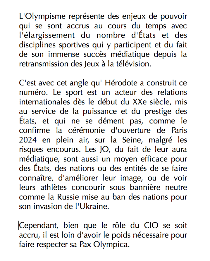 flr_louis's tweet photo. Hérodote 192 - Géopolitique de l'Olympisme

À paraître en février chez La Découverte https://t.co/1QvyGUQD2l