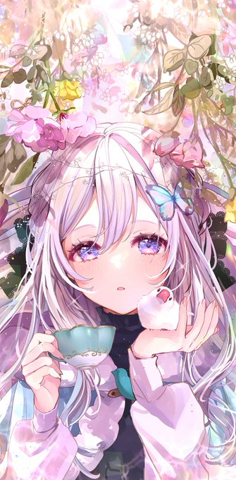 「butterfly hair ornament purple eyes」 illustration images(Latest)