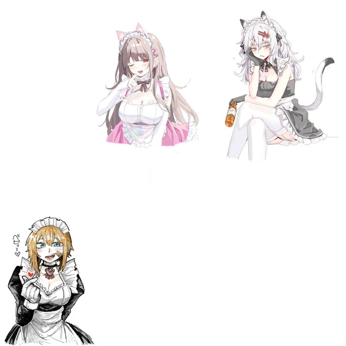 らるかんさんとメイド縛りで絵チャのコソ練をしました。空白がすごい 