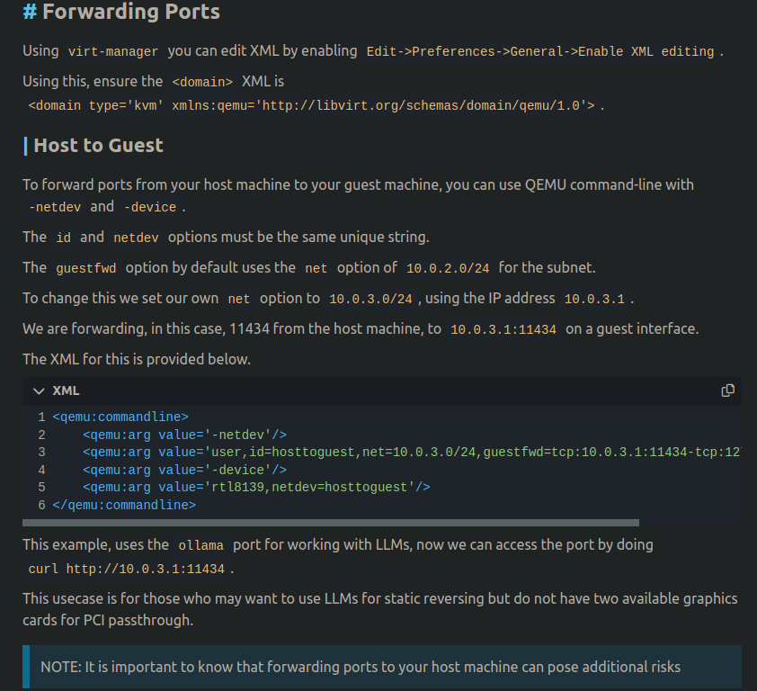 c3rb3ru5d3d53c's tweet photo. Added port forwarding from host to guest and from guest to host to the KVM malware lab guide. https://t.co/u1eClcsbPq https://t.co/fhWrFk1SDN