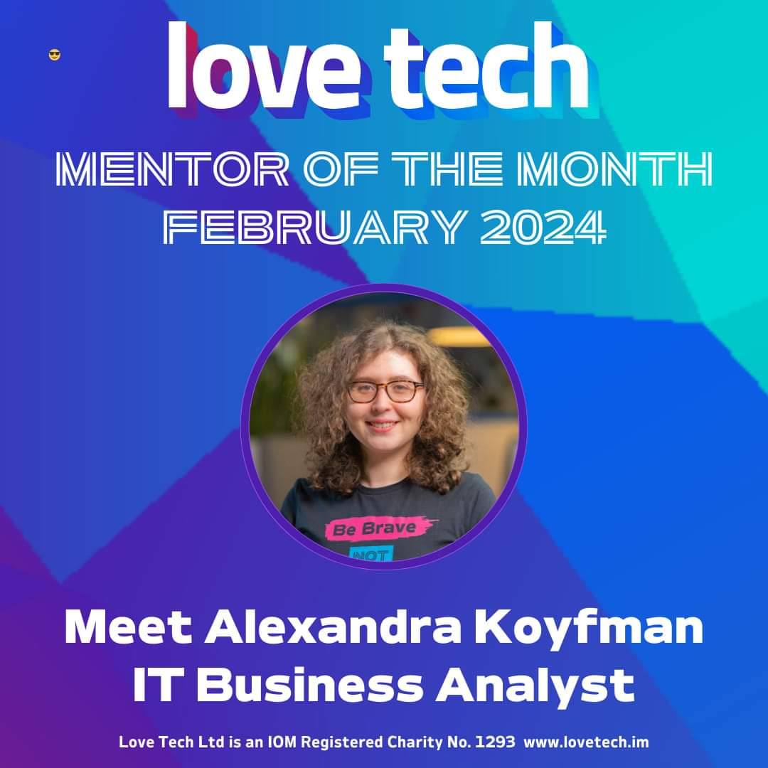 lovetechiom's tweet photo. 🤖 It’s MENTOR OF THE MONTH TIME! 😀

🤩 Meet Alexandra Koyfman - Love Tech’s February Mentor of the Month and IT Business Analyst.

🤖 Video here:

https://t.co/MpZ7Pe12G2

🎮 #womenSTEM story here:

https://t.co/VH47hEB3Xe

🤗 https://t.co/ZAHMmcLVoG