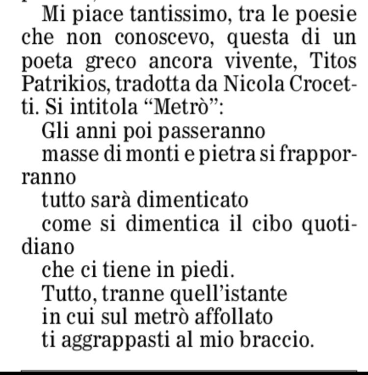 Se è la poesia la sola educazione sentimentale possibile, allora bisogna leggerne il più possibile. Incontriamo qualcosa di noi stessi che però ci sorprende perché proviene da un altro. @annalenabenini @ilfoglio_it