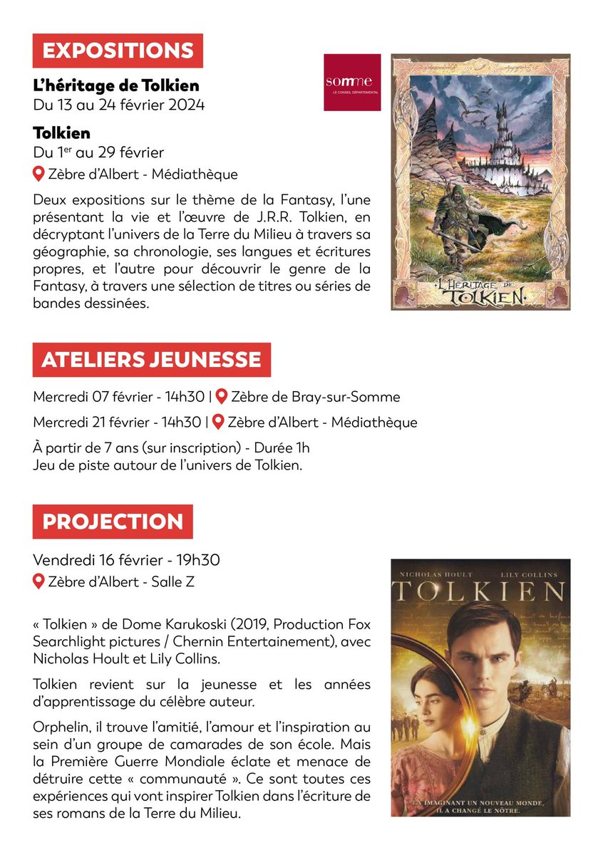 tolkiendilfr's tweet photo. Le #PaysDuCoquelicot vous propose un Voyage en #TerreDuMilieu du 01/02 au 02/03 !
Retrouvez notre #expotolkien pour découvrir #Tolkien et rejoignez-nous le 17/02 de 14h à 17h pour un atelier de #calligraphieelfique, une #conferencetolkien et notre stand à la #mediathequealbert ! https://t.co/ScgslNqLeQ