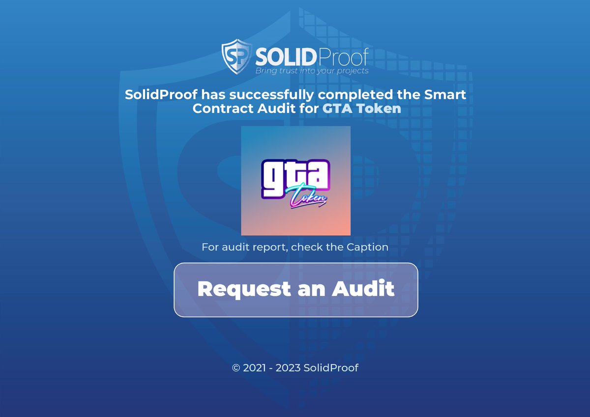 SolidProof_io's tweet photo. We are happy to announce that we have completed the smart contract audit for @gtarbitrum

Need an audit?
https://t.co/I0rlKxGCB5

Check out the full audit report here:

https://t.co/Rl7trmy9vK

#SmartContracts #Blockchain https://t.co/2FxDQ9hZTk