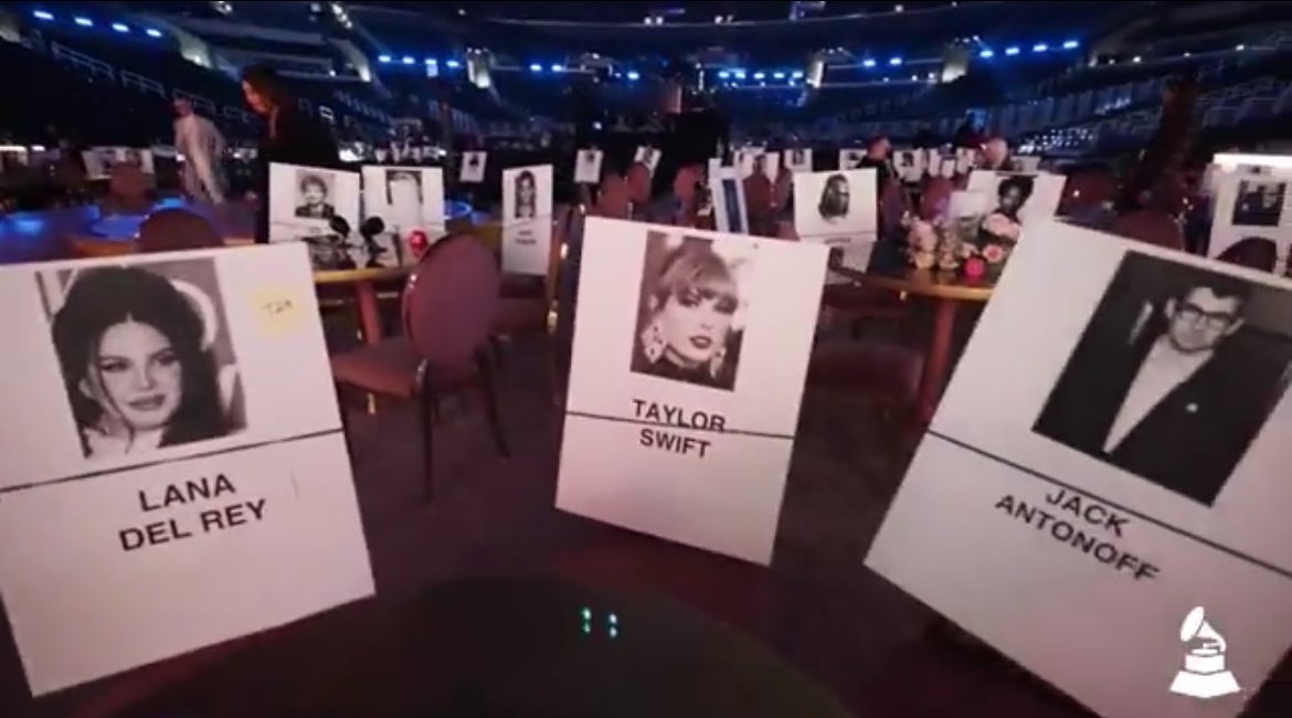 TSTheErasTour's tweet photo. ‼️| Lana Del Rey, Jack Antonoff &amp; Taylor Swift will sit together at the 66th #GRAMMYs https://t.co/DdnyOWuJ2Q