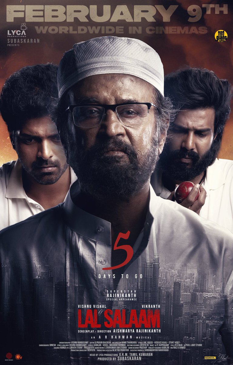 HoneyRoseNET's tweet photo. 𝐒𝐔𝐏𝐄𝐑 𝐒𝐓𝐎𝐑𝐌 will hit the theatres in 5️⃣days ⚡

#LalSalaam 🫡 Worldwide Grand Release on February 9th, 2024 

@rajinikanth @ash_rajinikanth @arrahman @TheVishnuVishal @vikranth_offl @Ananthika108 @LycaProductions 

#LalSalaamFromFeb9 #MoideenBhaiArrivesOnFeb9 https://t.co/Q03Ftuyv35