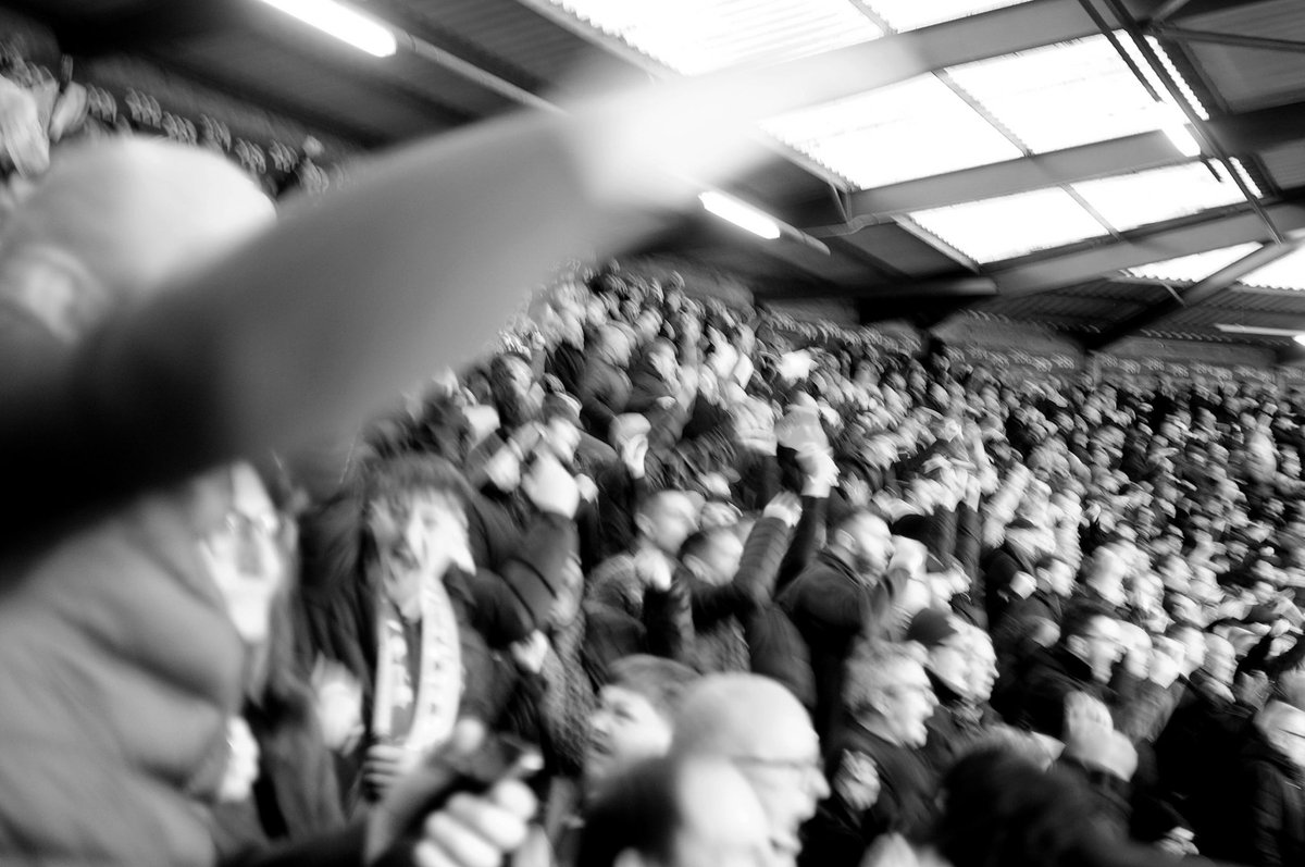 lewisroyden's tweet image. A few black and white shots from Everton v Spurs at an aggressive Goodison Park.
Including the Upper Gwladys giving the ref an earful, and the moment we equalised.