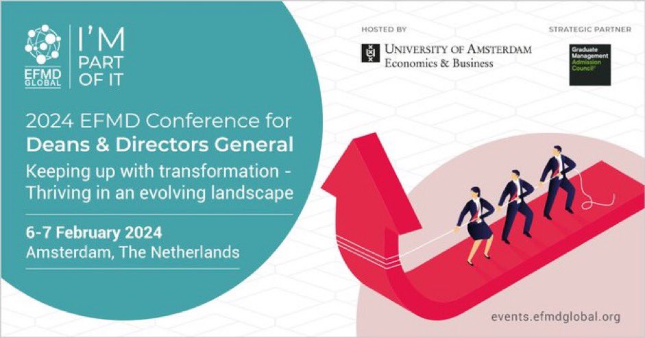 Excited to connect and reconnect with fellow business school deans from Europe and beyond at #EFMDdeans hosted by @UvA_EB in Amsterdam 🚲 Looking forward to gaining new insights into the future direction of our ’industry’. @EFMDNews @UniLUT #LUTbiz 🚀