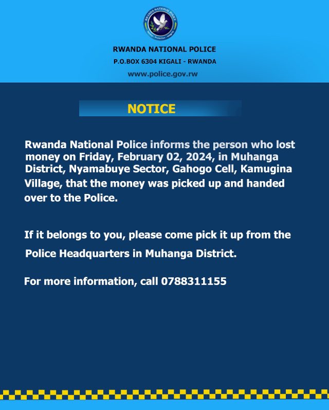 Rwandapolice's tweet photo. NOTICE https://t.co/HV3zbWw2rt