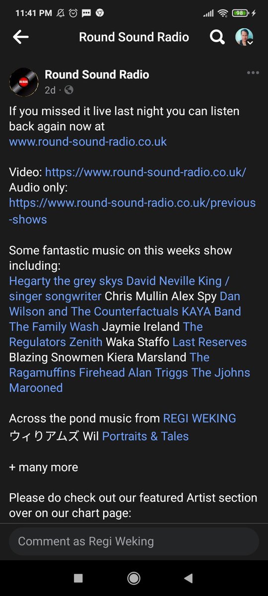 WekingRegi's tweet photo. Thank you so much , Doug ( Douglas Fraghan ) &amp; @ROUNDSOUNDRADIO  in Liverpool - UK for playing my music
.
.
#ThankGOD 
#ThanksGOD 
#PujiTUHAN 
#RoundSoundRadio 
#RSR 
#DouglasFraghan
#DougFraghan 
#RegiWeking 
#HelloMyDarling
#IndonesianSinger 
#IndonesianSongwriter 
#Indonesia https://t.co/5FEQwQ9dSa