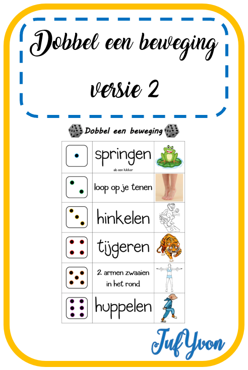 Vorige week postte ik al over het spelletje Dobbel een beweging, maar wist je dat ik er ook een nieuwe versie bij heb gemaakt? Bekijk en download 'm hier: jufyvon.blogspot.com/2020/05/dobbel…