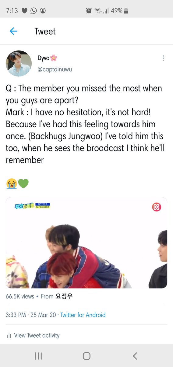 captainuwu's tweet photo. Q. Who do you miss the most when you guys are apart?
Mark : Jungwoo
-
MK : (If there's member who disappears), if it's JW, I think I will be too sad..
-
MK : I just want him to be beside me like this.
-
MK: I want him to continue to stay by my side as my friend in the future too. https://t.co/WIzKn0Om1J