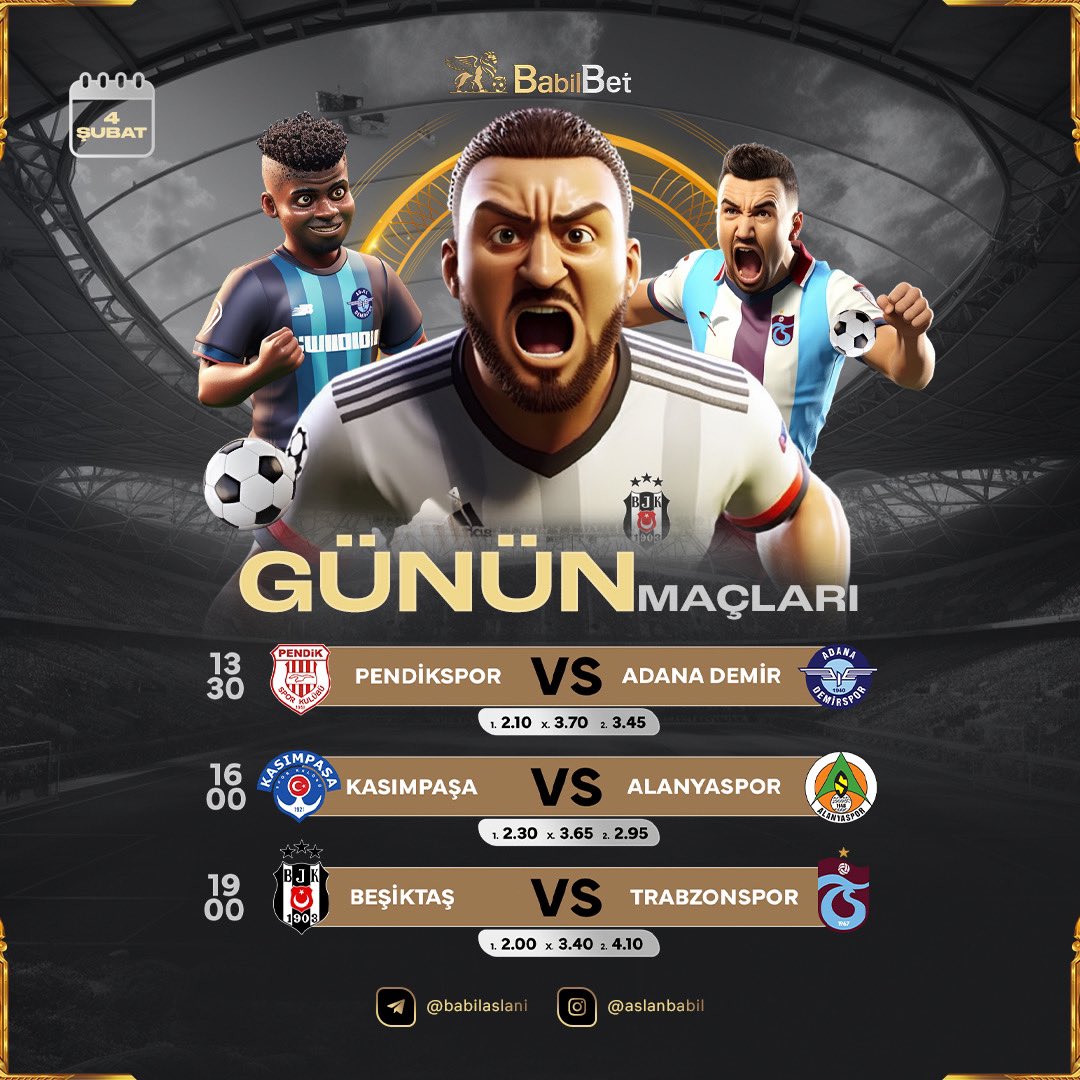 babilaslan's tweet photo. ⚽️ GÜNÜN MAÇLARI ⚽️

✅ Kasımpaşa v Alanyaspor
✅ Beşiktaş v Trabzonspor

🔴 Babil’de çekim sonrası yaptığın yatırım için tüm yatırım bonuslarından tekrar faydalanabilirsin!

 ⭐️ Hafta sonuna özel %25 Nakit Hediye

👀 Başka yere değil Babilbet'e yatırım yap! https://t.co/N6PBey9INF