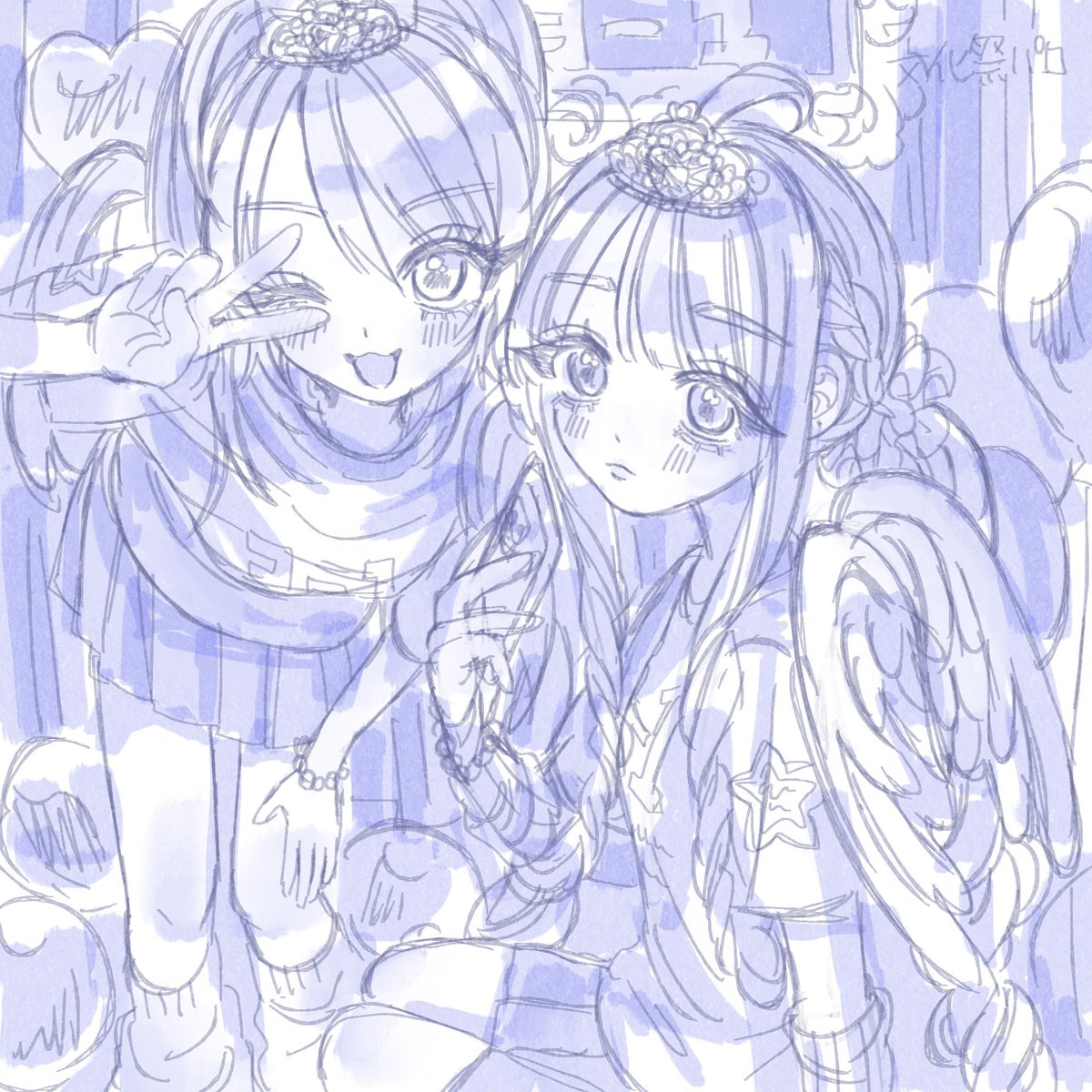 上手く描けた落書きとラフ😆 