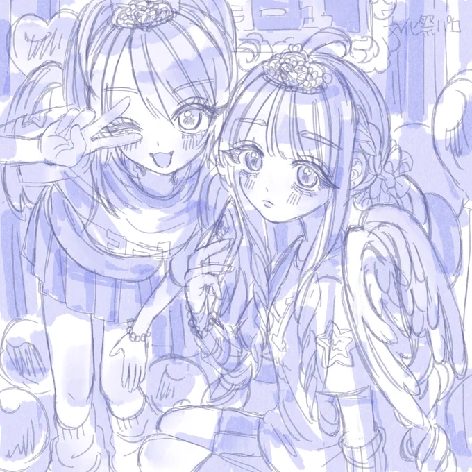 上手く描けた落書きとラフ😆 