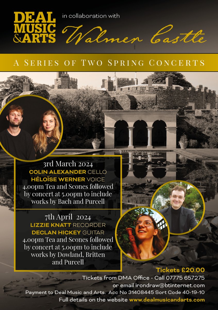Tea, scones and live music what better way to spend a Sunday afternoon? We are collaborating with @EHWalmerCastle to host 2 spring concerts in the castle itself with talented musicians playing in an intimate, historic setting. Tickets on sale now! @EnglishHeritage @whatsoninkent