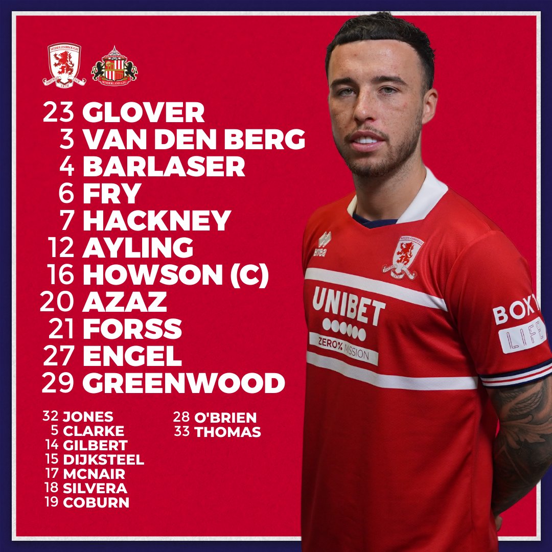 Boro's tweet photo. The #Boro line-up 👊 #UTB https://t.co/58n8zg6nYy