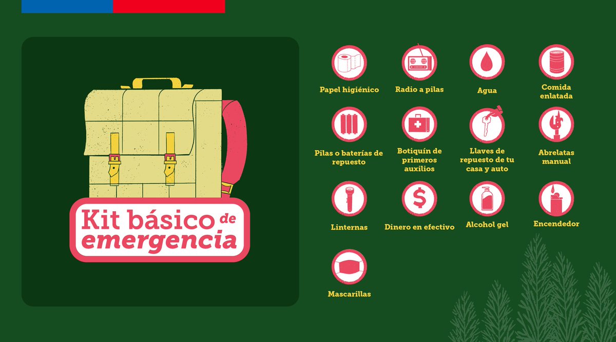 #SENAPREDPreviene Ten siempre a mano tu #KitDeEmergencia con una linterna, botellas de agua y una radio a pilas. Recuerda que, debes considerar elementos necesarios para todos los integrantes de tu grupo familiar web.senapred.cl/kit-de-emergen…