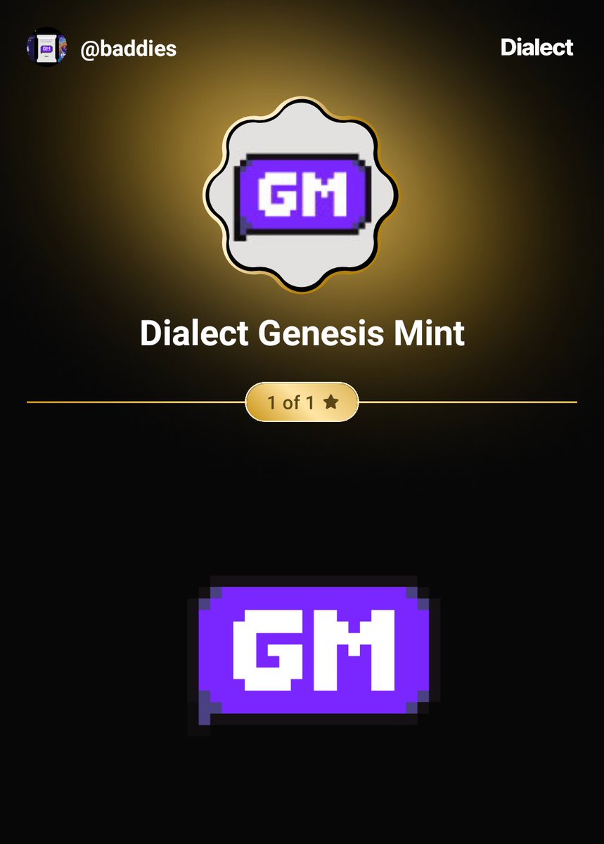 Completed Dialect Genesis Mint. <a href="/saydialect/">Dialect 📥 (hiring)</a> wen gold star?