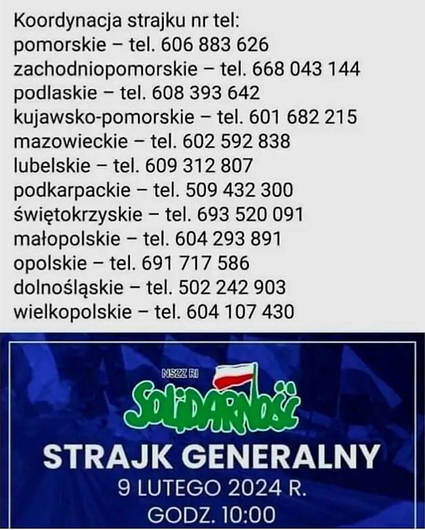 EdoMarcin's tweet image. 9 lutego STRAJK GENERALNY w całej Polsce.
Koordynatorzy regionalni poniżej.
Podaj proszę dalej.
Obudźmy Polskę, póki nie jest za późno.