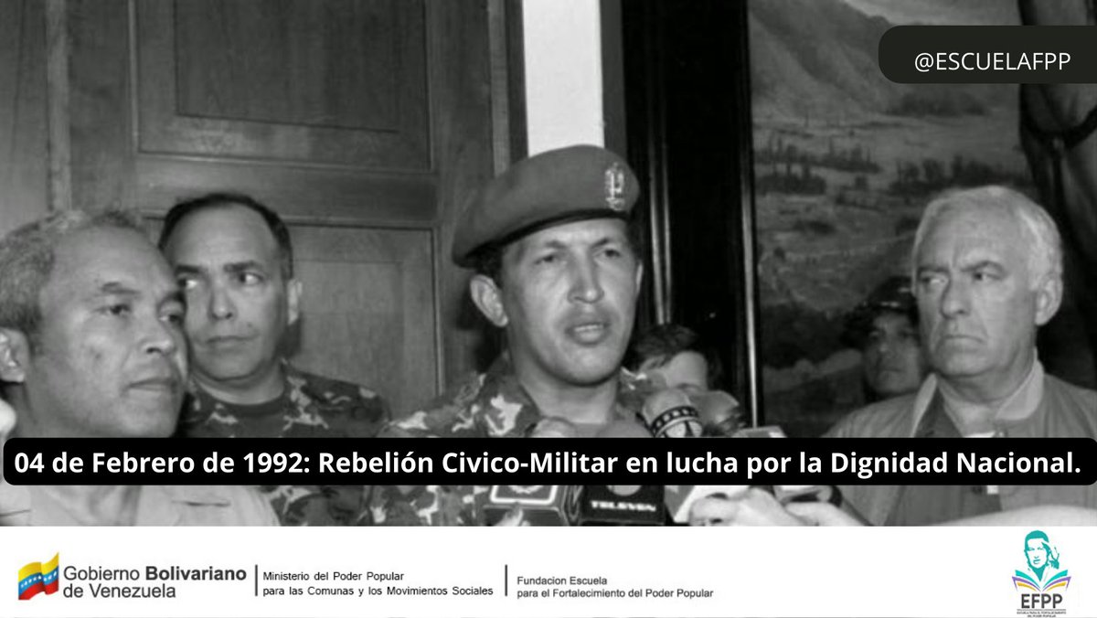 El #4DeFebrerode1992, Hubo un "Por Ahora" del Comandante Chávez que despertó a un pueblo digno e hizo resurgir la esperanza.
#4FDelPueblo