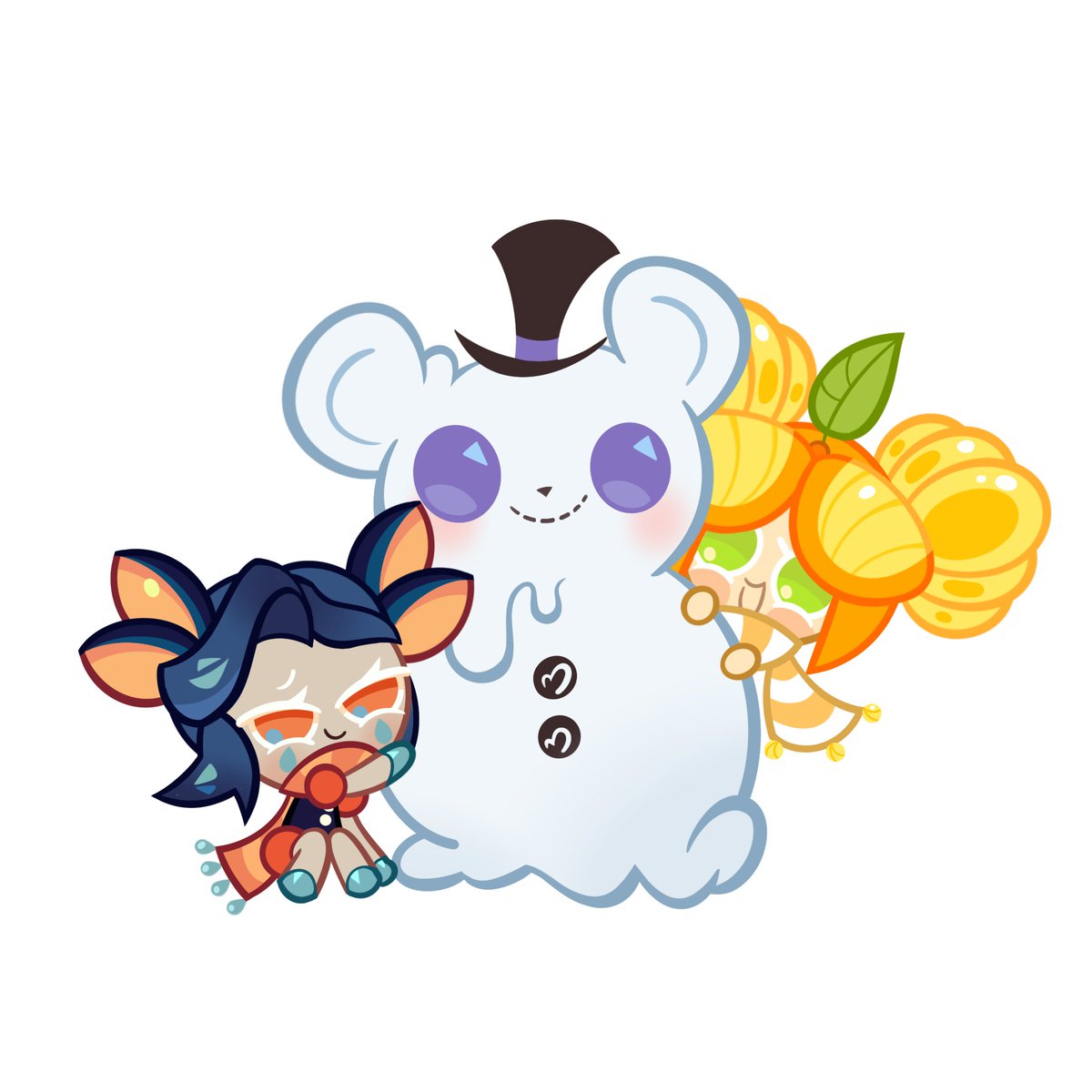 oksersio's tweet photo. #cookierun #cookierunovenbreak #クッキーラン #쿠키런 
Commission! Mandarine Cookie seems to be very happy about her dear friend ❄️ https://t.co/Hy24Q9LvCV
