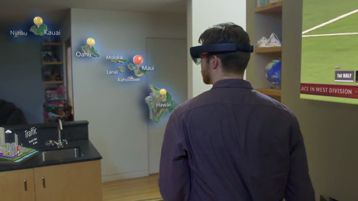 Vision Pro is cool & all but the apps just being flat panes of glass disappoints me. eg this HoloLens demo from 2015 had apps floating around and pinned to the walls Surely there are more 'fun' ways to design apps in VR/AR space than slapping the existing app on a pane of glass