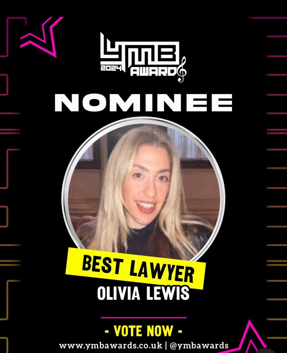 Honoured to be nominated for Best Lawyer at the <a href="/YoungMusicBoss/">Young Music Boss</a> awards. 🙌💜