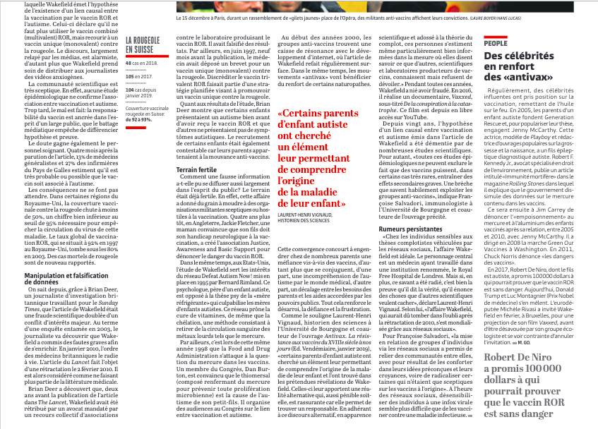MarcGozlan's tweet photo. L’infox qui a fabriqué la peur des #vaccins. Lancée en 1998, la rumeur qui veut que la vaccination ROR puisse provoquer l’autisme a toujours la peau dure. Retour sur l’affaire Wakefield, cas d’école de #fraudescientifique (2/2) #rougeole #oreillons #rubéole #santepublique https://t.co/a7NPb2KGej