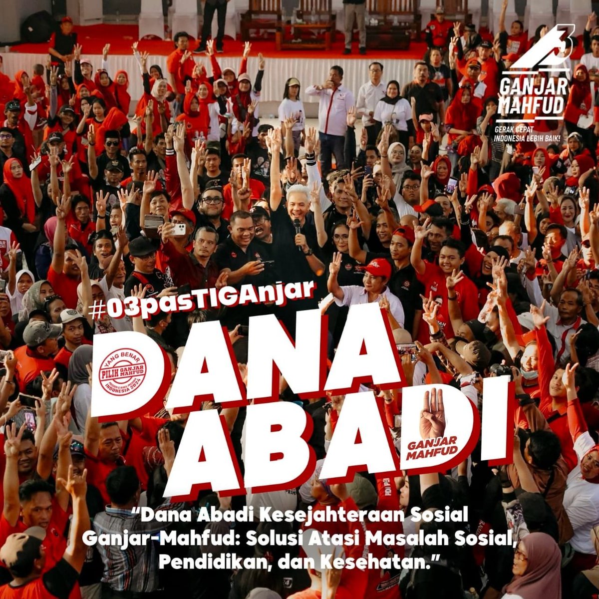 dana abadi untuk kesejahteraan sosial mengatasi masalah sosial, pendidikan dan kesehatan, dukung selalu dan #03pasTIGAnjar dong