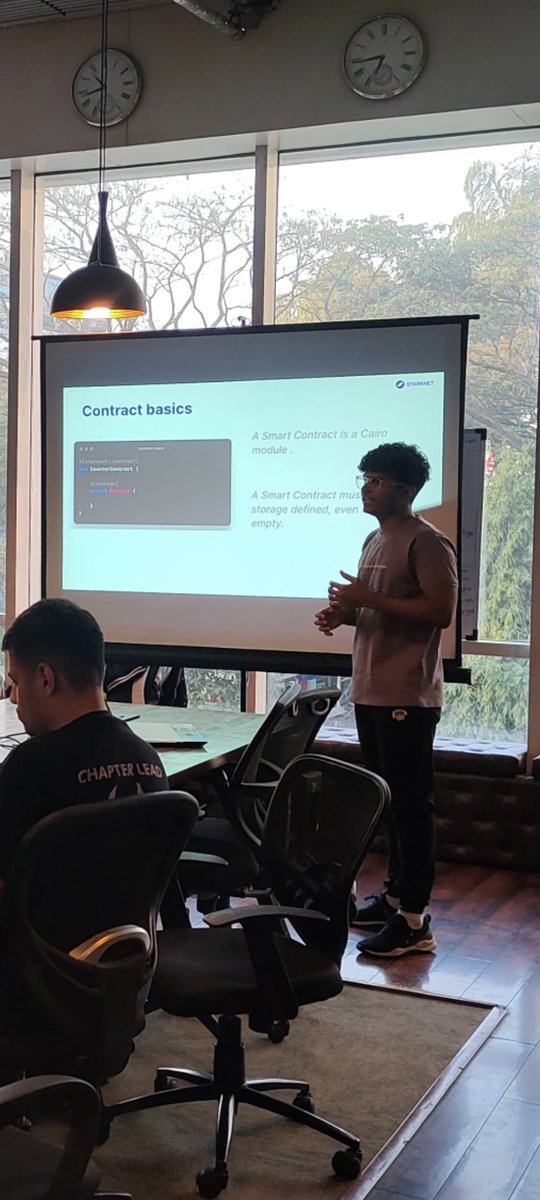 a_kraken_head's tweet photo. Took a workshop on Cairo Lang and how you can create smart contract using Cairo on Starknet 🚀.

Thanks for organising this meetup @0xgauravv @Ishandesh07 @ActualOnexyz https://t.co/2cFqmHuiEB
